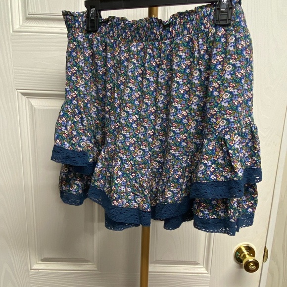 Aeropostale Womens Floral Overlay Ruffle Lace Mini Skirt Size XL Western Y2K - Picture 5 of 8